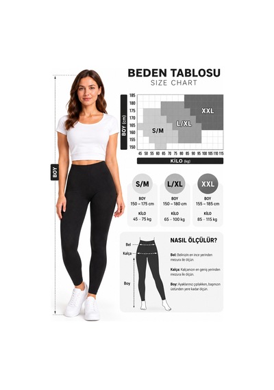 Westicgiyim Kadın 4 Mevsim Tayt Siyah Yüksek Bel Esnek Günlük Rahat Kumaş Tayt S/m L/xl 2xl