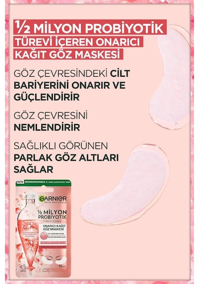 Garnier 1/2 Milyon Probiyotik Türevi İçeren Onarıcı Kağıt Göz Maskesi 3'lü Set pkt2-1prbytkmsk-9438