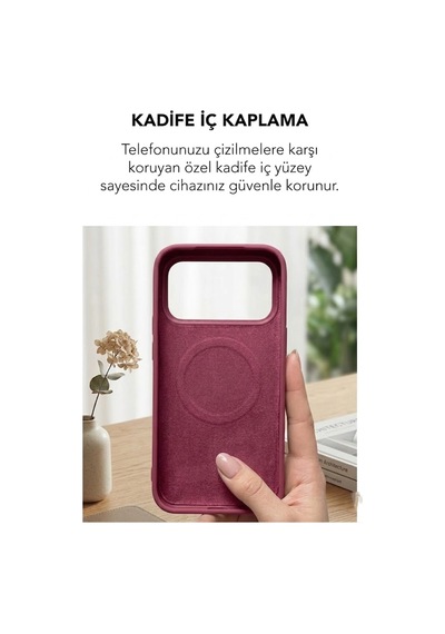 Apple İphone 17 Pro Max Uyumlu Magsafe Lansman Silikon Kılıf Koyu Pembe