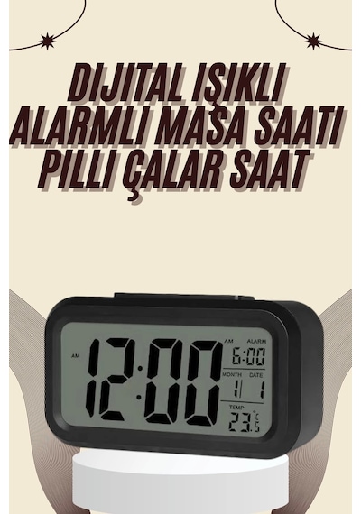 Buğz Dijital Masa Saati Termometreli Takvim Çalar Saat Led Ekran Pilli .
