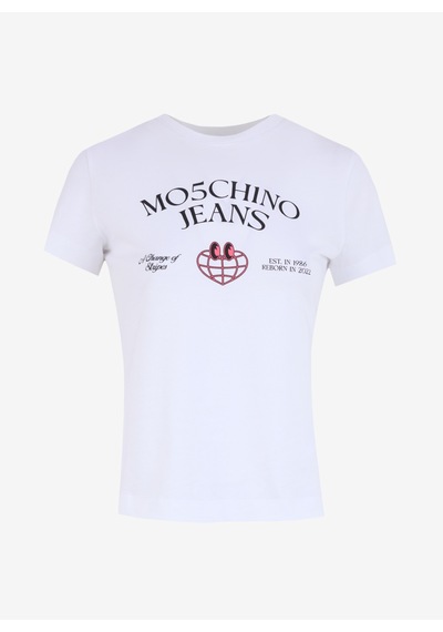 Moschino Jeans Beyaz Kadın Baskılı T-shirt A0703-1001