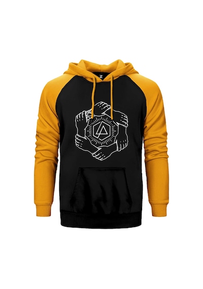Linkin Park Popular Symbol Sarı Renk Reglan Kol Kapşonlu Sweatshirt Sarı