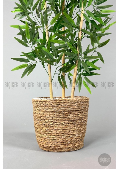 Yapay Bambu Ağacı 140cm Hasır Saksıda Krem