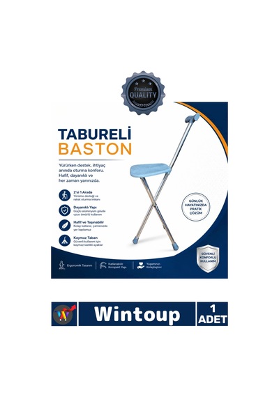 Baston Sağlam Tabureli Oturaklı Katlanabilir Yaşlı Zor Yürüyüş Bastonu Taşınabilir Baston Sandalye