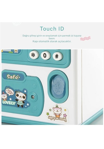 Techtic Kumbara Elektronik Kasa Dijital Para Biriktirme Kasası Mini Atm Makinesi Şifreli Atm Kumbara Sticker Hediye 001