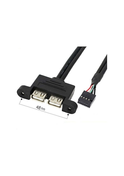 9 pin to 2x USB A Dişi Dikey Panel Tipi Kablo - 30cm