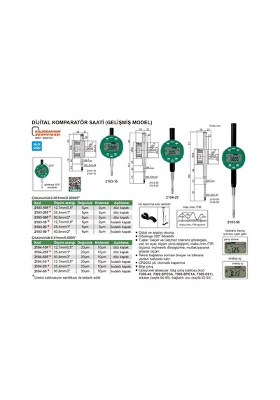 INSIZE 2104-10 Dijital Komparatör (Gelişmiş Model)