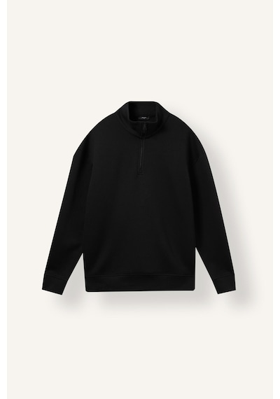 Defacto Boxy Fıt Dik Yaka Skuba Kumaş Uzun Kollu Basic Sweatshirt E9363ax26aubk81 Siyah-bk81