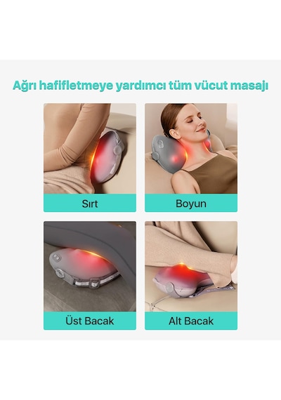 Skg T1-2 Pro Masaj Yastığı, Termoterapi-ısı Terapisi, Bel, Kalça, Sırt, Omuz Boyun Masaj Aleti Gri