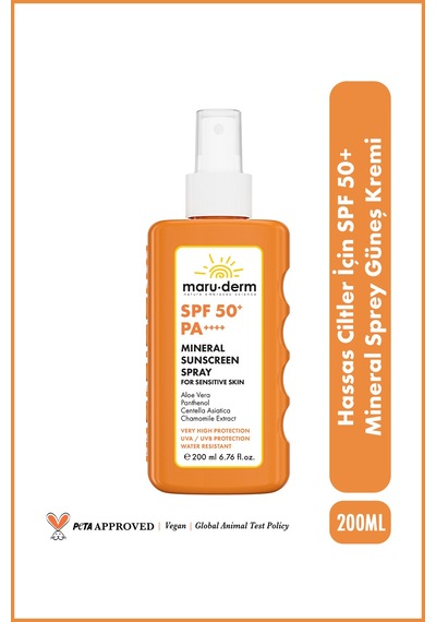 Hassas Ciltler İçin Mineral Sprey Güneş Kremi Spf 50+ Pa++++ 200 Ml