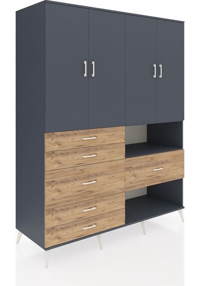 Kronos Gardrop 7 Raflı 6 Çekmeceli 4 Kapaklı 176x59x221 Antrasit-antrasit/çam Antrasit/çam Kronos Gardrop 7 Raflı 6 Çekmeceli 4 Kapaklı 176x59x221 Antrasit-antrasit/çam Antrasit/çam