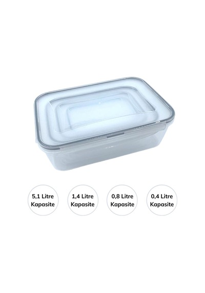 4lü İç İçe Sızdırmaz Contalı Kilitli Kapaklı Plastik Erzak Saklama Kapları Lc315 Çr