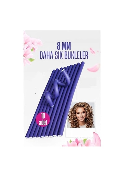 Mey İthalat Sosis Latex Bigudi - Isısız Saç Bigudisi - 10 Adet 8 Mm 721913