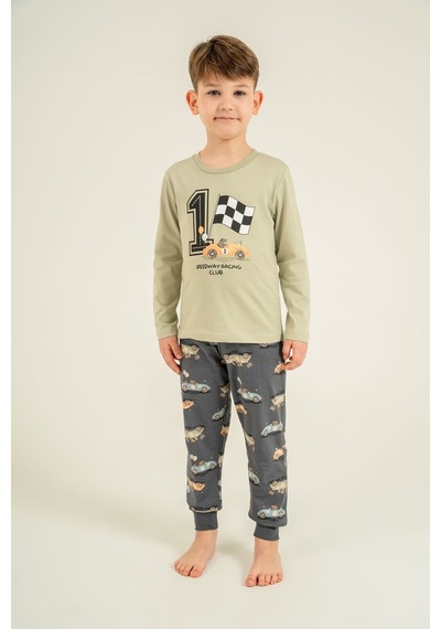 Rolypoly Erkek Çocuk Speedway Racing Club Yeşil Uzun Kol Pijama Takım Rp3875-c-v2 Rp3875-c-v2