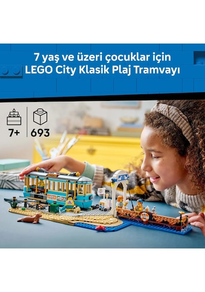 LEGO® City Klasik Plaj Tramvayı 60506 - 7 Yaş ve Üzeri Çocuklar için 5 Minifigür İçeren Yaratıcı Oyuncak Yapım Seti (693 Parça)