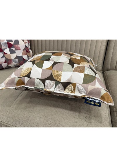 Nivemeshome Mozaik Yeşil-kahve 45x45 Dolgulu Kırlent Kılıfı Yeşil
