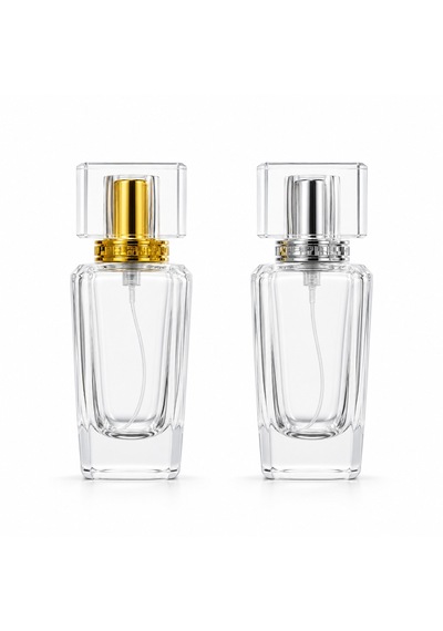 20 Adet Boş Cam Parfüm Şişe, 50 Ml, Kare Konik Prizma Model, Şeffaf-fpr-60-10
