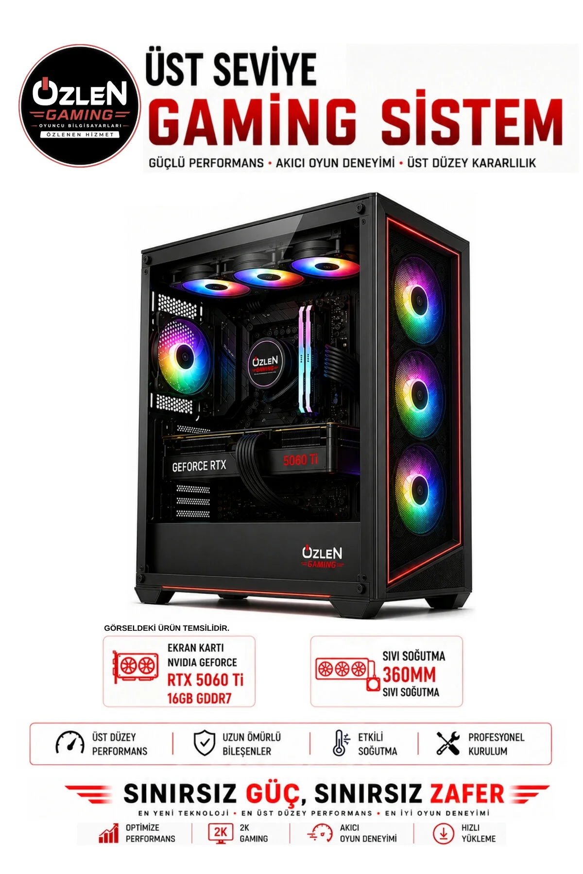 Özlen XL4 OZLN-AMD7-5060Tİ-16-1000 Reyzen 7 7800X3D 16 GB 1 TB SSD 16 GB RTX 5060Tİ W11P Masaüstü Oyuncu Bilgisayarı