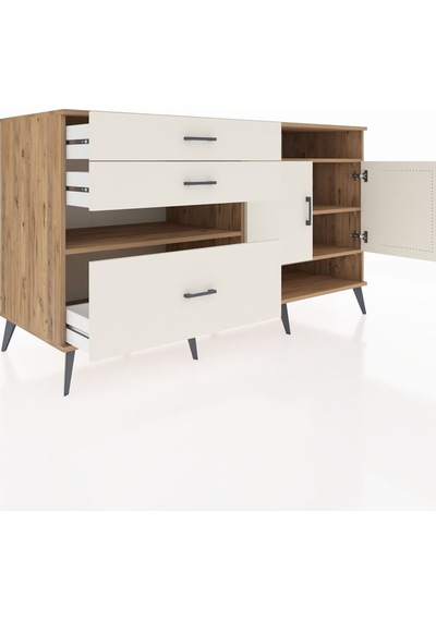 Kronos Konsol 4 Raflı 3 Çekmeceli 2 Kapaklı 176x59x99 Çam-aytaşı Çam-aytaşı