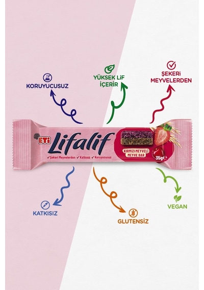 Lifalif Kırmızı Meyveli Meyve Bar 35 G X 16 Adet