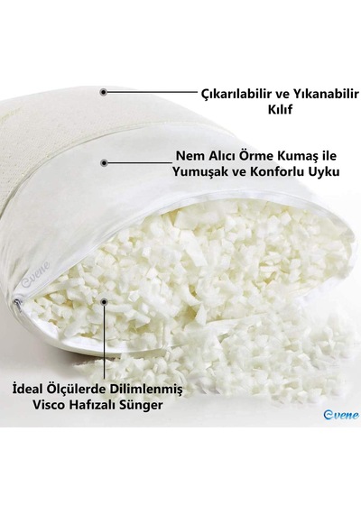 Visco Yastık Ortopedik Terletmeyen 4 Adet Visko Uyku Yastığı