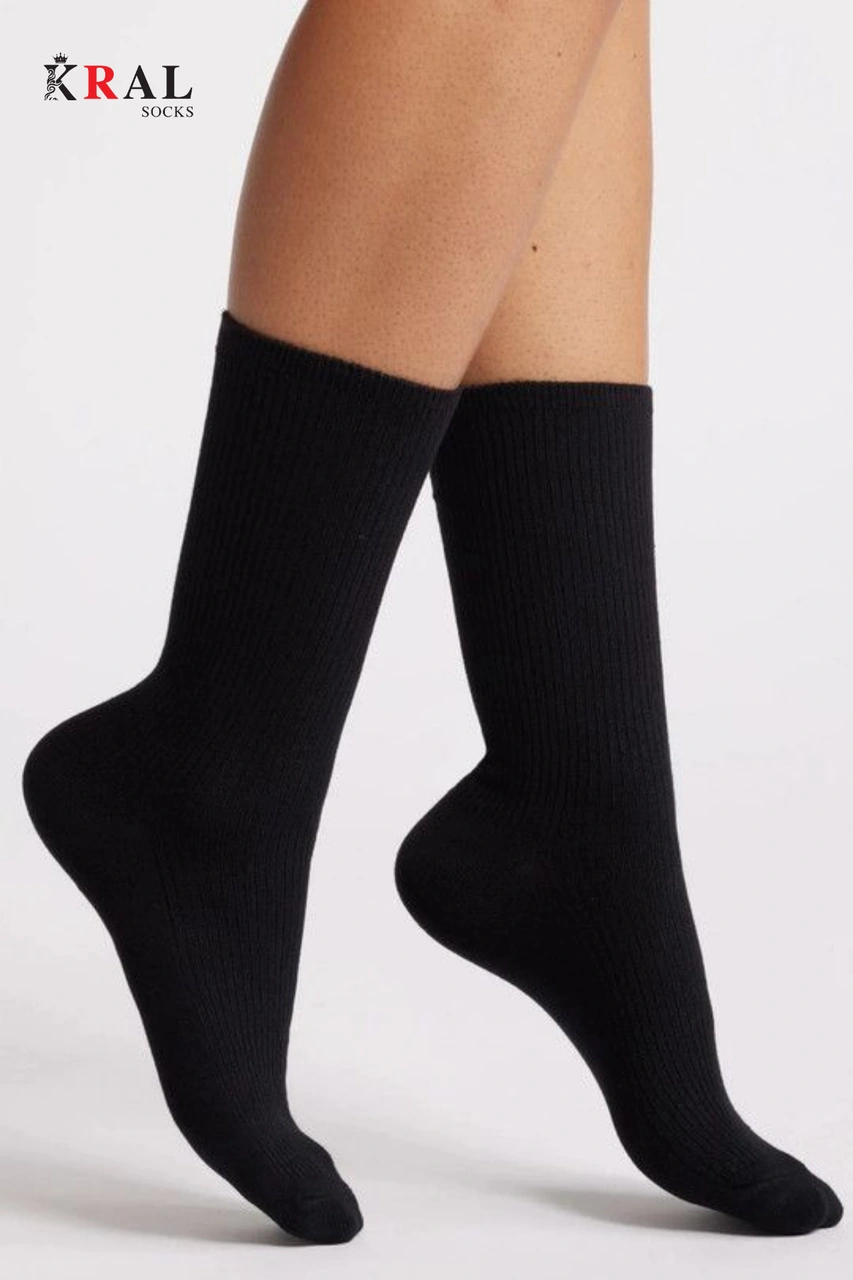 Kral Socks Unisex Siyah-beyaz 6 Çift Pamuklu Tenis Spor Uzun Soket Boy Çorap Siyah - Beyaz
