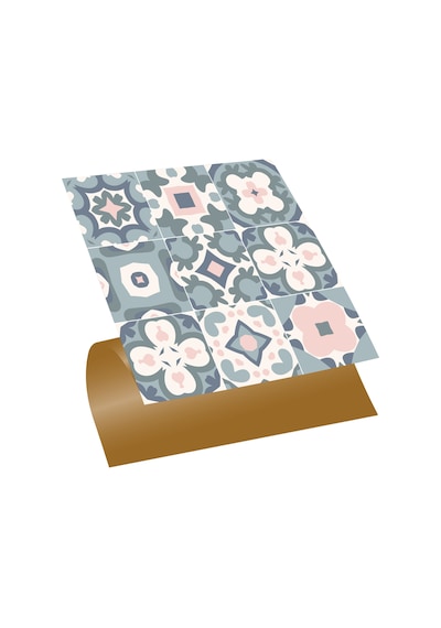Tink KENDİNDEN YAPIŞKANLI YEŞİL-PEMBE PVC KARO 30X30 CM