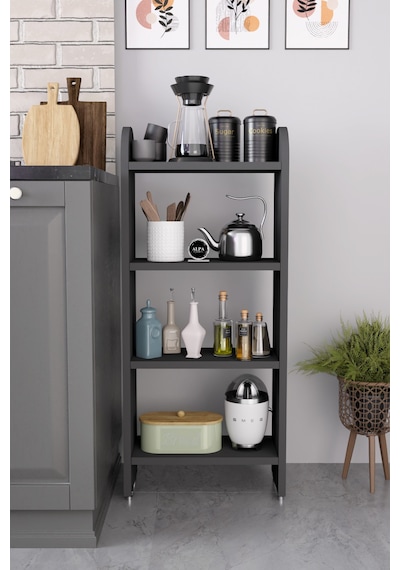 Alpaevmobilya Ahşap Oval 4 Raflı Açık Mutfak Dolabı Çok Amaçlı Organizer Raf Kahve Köşesi Standı Ve Ünitesi Antrasit Alpaevmobilya Ahşap Oval 4 Raflı Açık Mutfak Dolabı Çok Amaçlı Organizer Raf Kahve Köşesi Standı Ve Ünitesi Antrasit