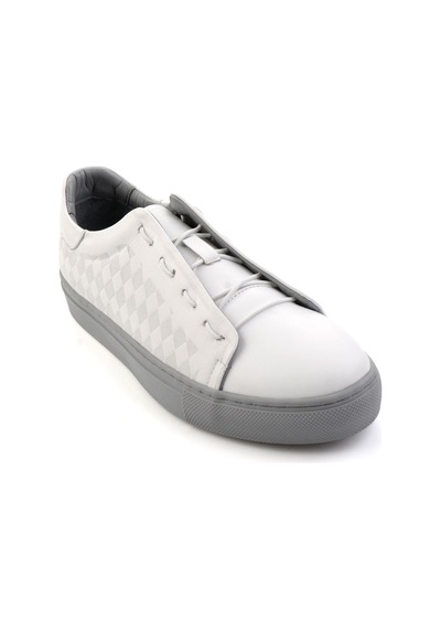 Beyaz Hakiki Deri Erkek Sneaker E01535125703 Beyaz