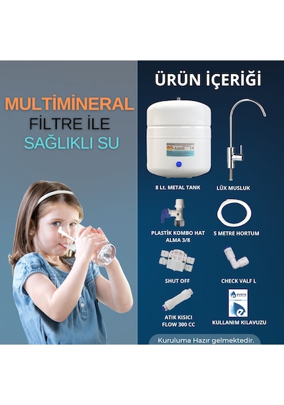 13 Aşamalı 10L Beyaz Kapalı Oval Kasa Pompasız Su Arıtma Cihazı