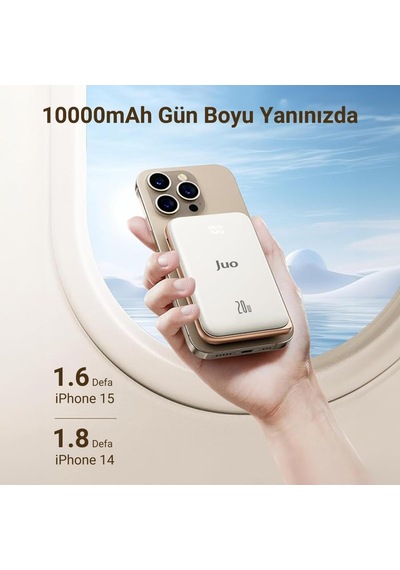 Magsafe Powerbank 10000mah Standlı 20w Dahili Type-c Kablolu Taşınabilir Hızlı Şarj Cihazı Beyaz