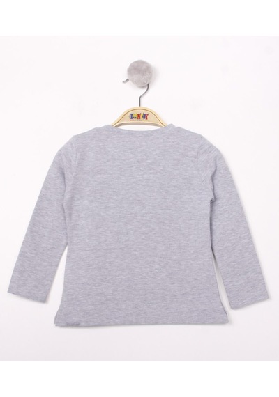 Toontoy Kids Toontoy Kız Çocuk Think Varaklı T-shirt Gri Melanj
