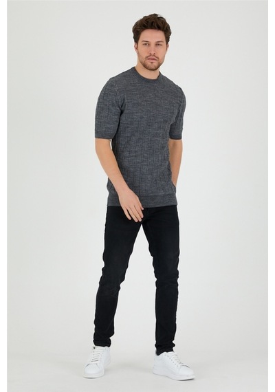 Cool Tarz Füme Erkek Yuvarlak Yaka Örme T-shirt-trz2252001r03s Füme Füme