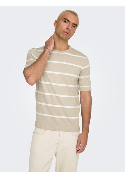 Only & Sons Onswyler Lıfe Reg 14 Ss Strıped Knıt Erkek Gri Kazak - Os22032764 Gri