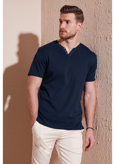 Buratti Pamuklu V Yaka Slim Fit Erkek T Shirt 5902122 Indigo