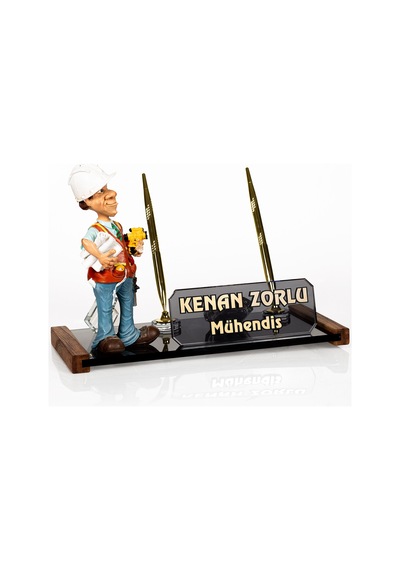 Mühendis Biblolu Masa İsimliği Masaüstü Kristal İsimlik