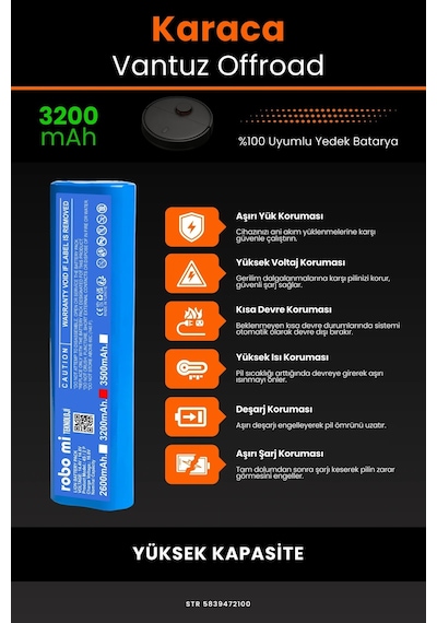Karaca Vantuz Offroad 3200mah Robot Süpürge Bataryası