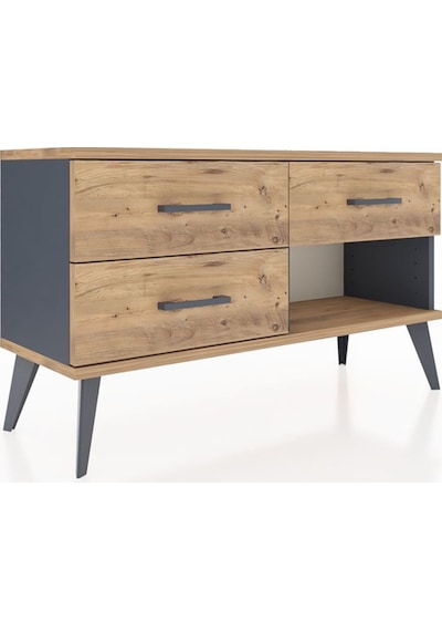Arges Şifonyer 3 Çekmeceli 88x30x48 Antrasit-çam Çam Arges Şifonyer 3 Çekmeceli 88x30x48 Antrasit-çam Çam