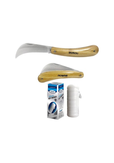 Burcu Aşı Bıçağı Ceviz Aşı Çakısı 19 Cm + Aşı Bandı 2'Li Paket N11.134