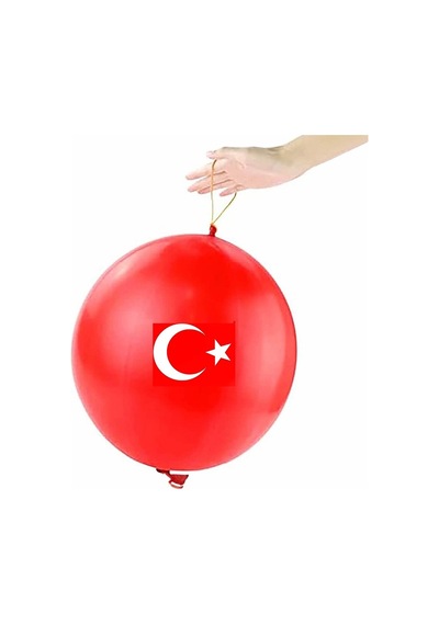Yüksek Kalite 50 Adet Bayraklı Lastikli Balon 45 Cm Balon Bayraklı Balon İtalyan Malı Punch Balloon Kırmızı