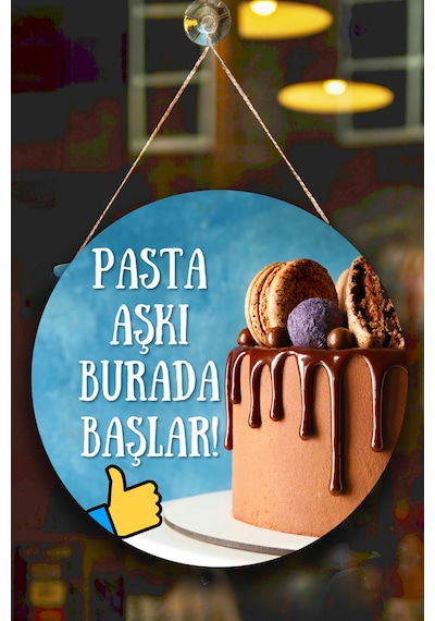 Pastane Salonu Duvar, Kapı, Çift Taraflı Askılı Pano Karşılama Tabelası, Pasta Dükkan Süsü