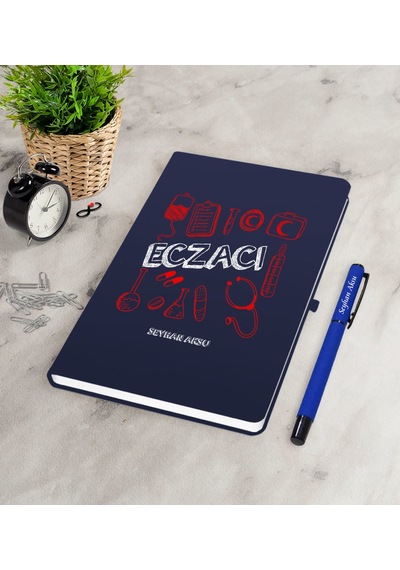 Kişiye Özel Eczacı Lacivert Defter Kalem Seti-2