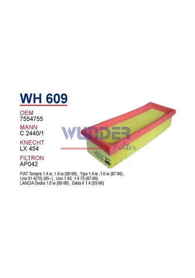 WUNDER WH609 HAVA FİLTRESİ - FiAT UNO 70 ie 1400 MOTOR