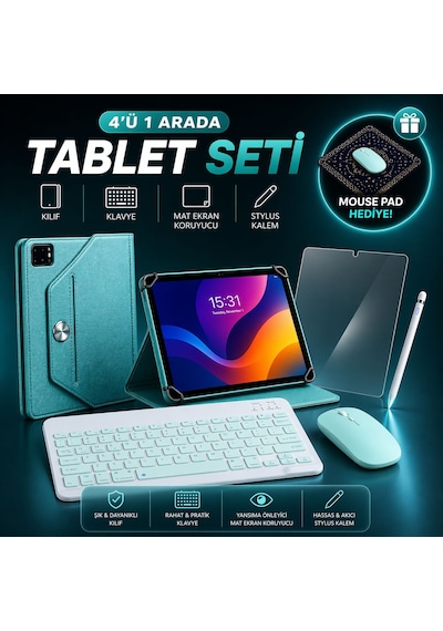 İpad 9.7 2018 6.nesil Uyumlu 4 Lü Tablet Seti Klavye + Kılıf + Kalem