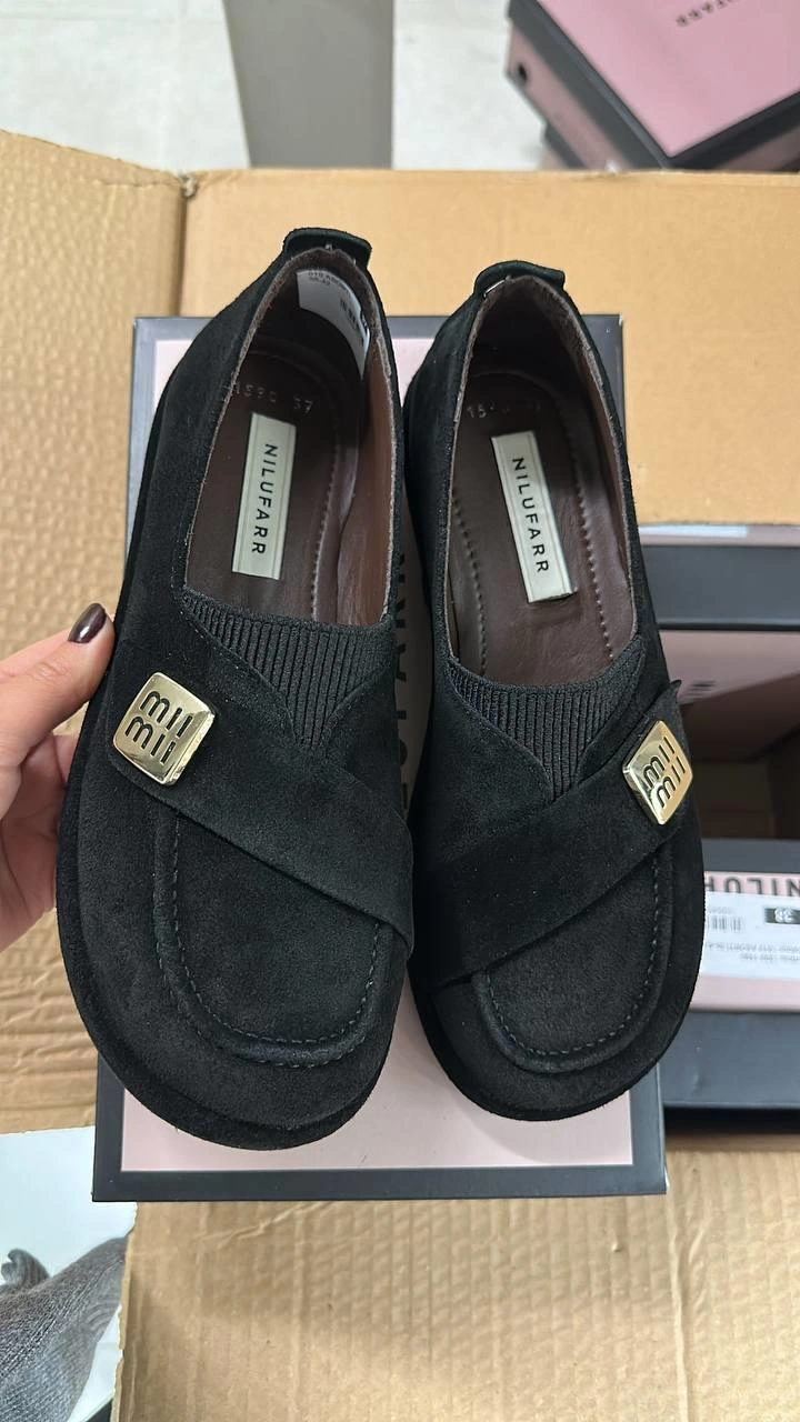 Mii Siyah Hakiki Süet Kadın Loafer Siyah Süet