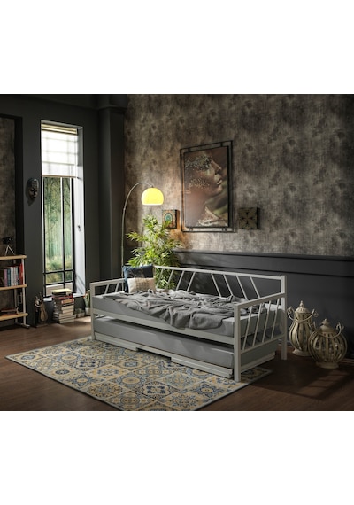 Bedliga Glory Yavrulu Daybed Tek-Çift Kişilik Metal Karyola Beyaz