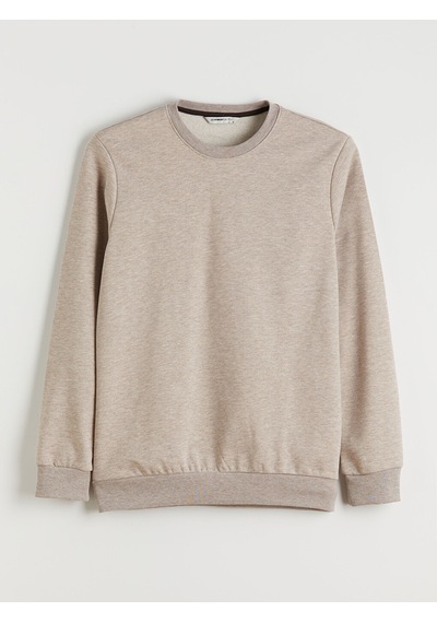 Lcwaıkıkı Basic Bej Bisiklet Yaka Erkek Kalın Sweatshirt