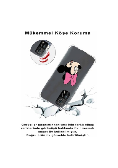 Xiaomi Redmi K20 Köşe Korumalı Antişok Kapak Minnie Mouse Tasarımlı Şeffaf Kılıf