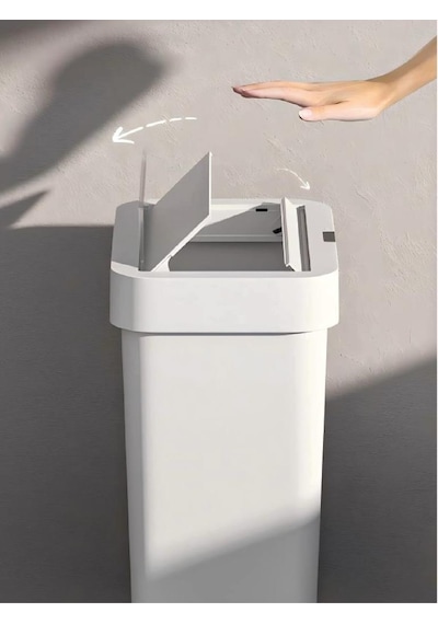 Temassız Otomatik Sensörlü Hijyenik Çöp Kovası Yerli Üretim 50 Litre-beyaz