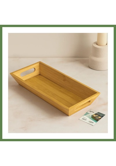 Bezos Bambu Sunum Tepsisi 16x35x4.5 Cm Çift Kulplu Hb006
